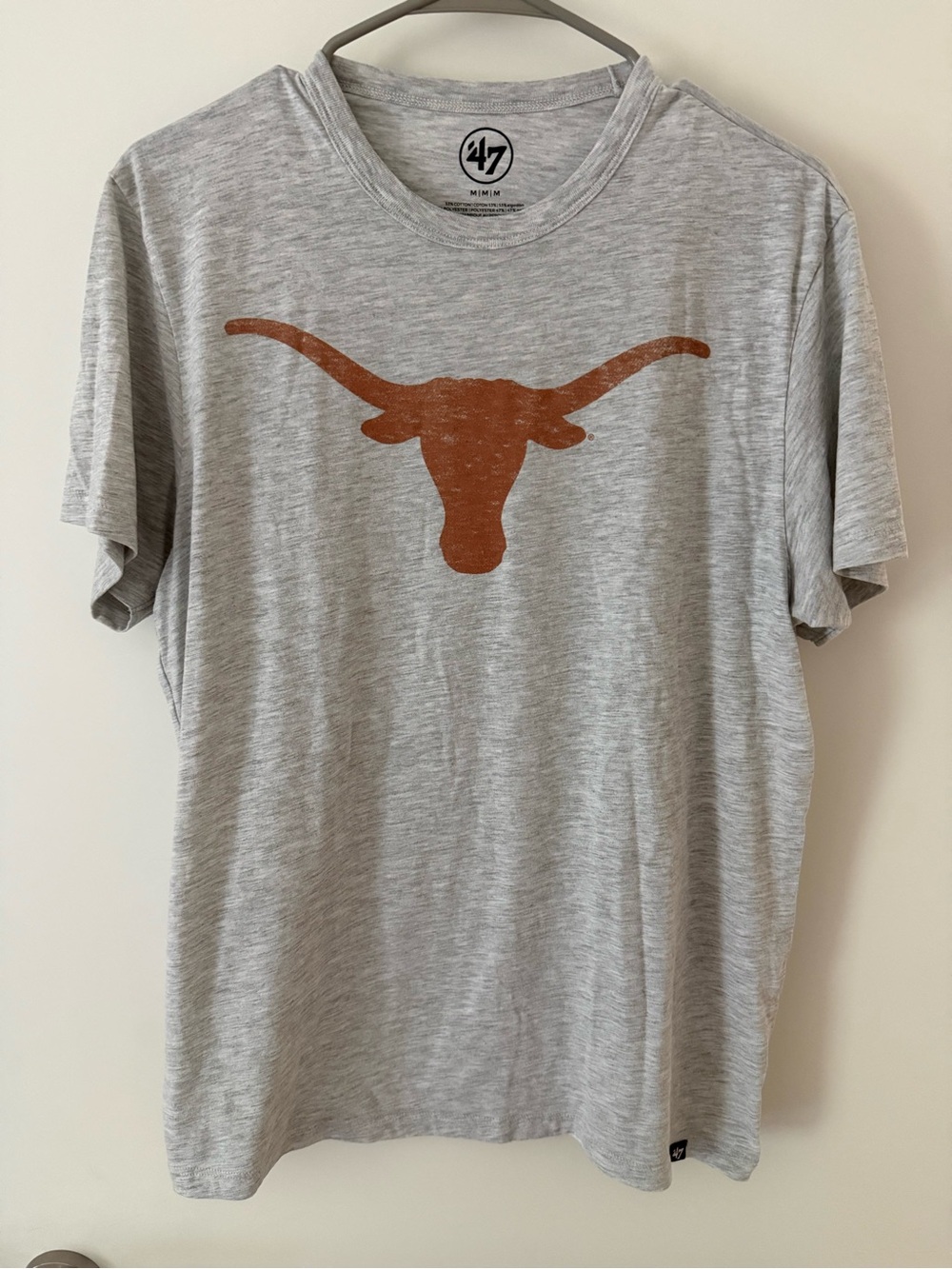 47 Brand Men's Heather Gray Tee with Burnt Orange Longhorn